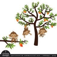 Monkeys On A Mango Tree Digital By Viveradesign Etsy
