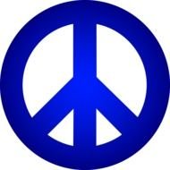 blue peace symbol on a white background