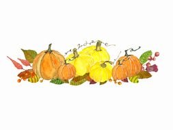 Ä°llustration of orange and yellow pumpkins