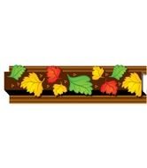 halloween garland and colorful leaves