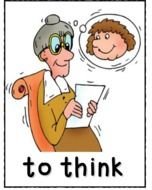 educational card for verb to think