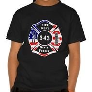 black t-shirt with a pattern on a man