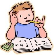 student behind a math textbook