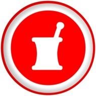 Mortar Pestle White Red Button Image