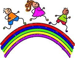 Jgirls and rainbow drawing