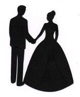 black silhouette of the bride and groom