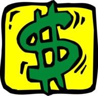 green dolar on a yellow icon as a picture for clipart