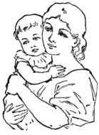 painted portrait of mom with a baby