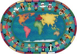 drawing of children holding hands on a map