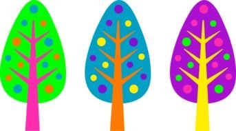 drawing three colored trees