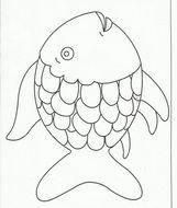 Black and white drawing of the smiling fish clipart