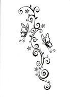 floral ornament And Butterflies, black and white line art