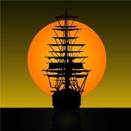 sailboat at sunset for clipart