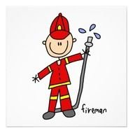 Fireman Stick Figure 525x525 Square Paper Invitation Card Zazzle