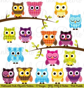 Patchwork Owls And Vectors Illustrations On Creative Market