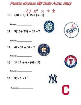 Major League Order Of Operations Teacherlingocom