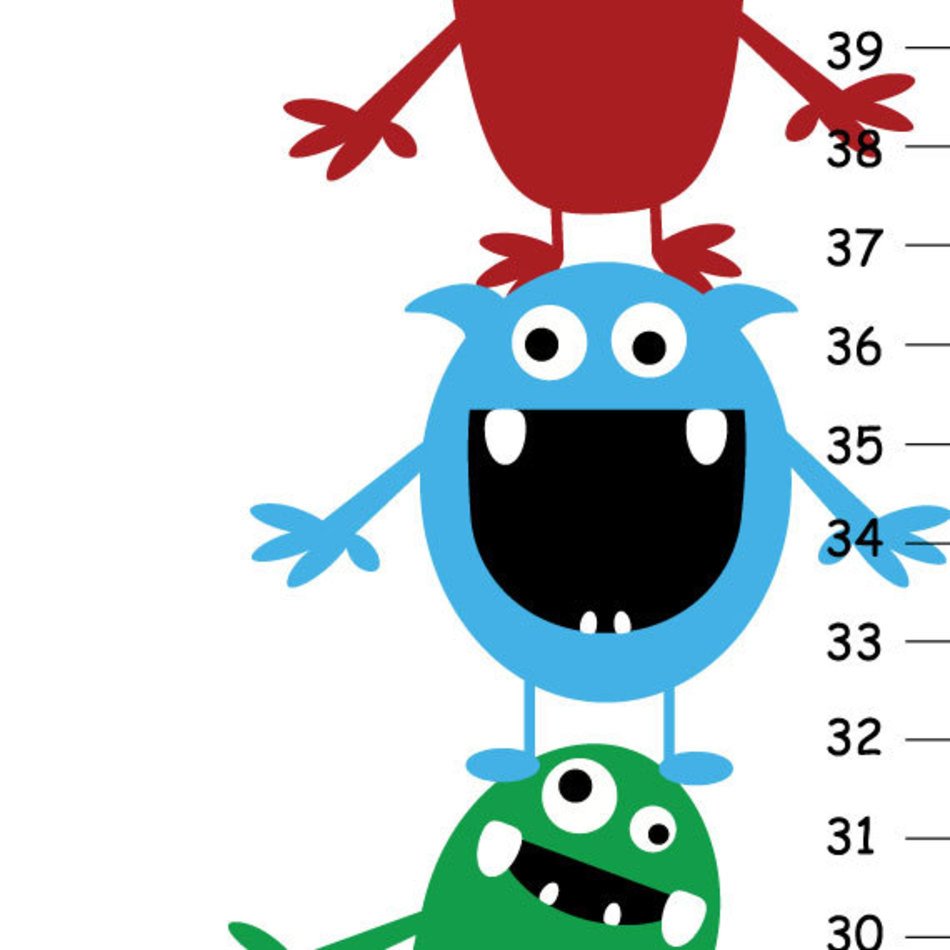 Childrens Growth Chart Cute Little Monsters