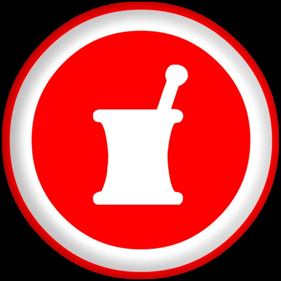 Mortar Pestle White Red Button Image