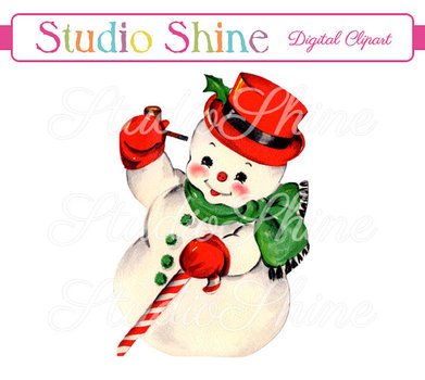Vintage Digital Frosty The Snowman Cute Instant