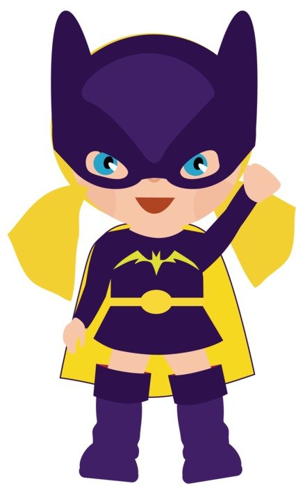 Cute violet superhero as a clipart