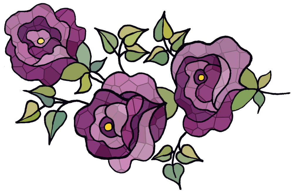 Painted three purple roses free image download