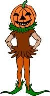 drawing of a man in a pumpkin suit