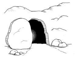 Empty Tomb after Jesus Rise From The Dead, Easter drawing