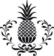 drawn black and white pineapple