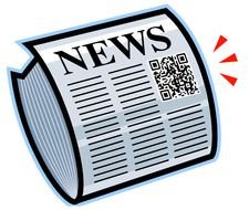 Newspaper with Qr Code, Link To Website, mobile press icon