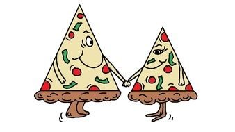 pieces of pizza hold hands