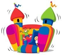 painted children on a colored trampoline