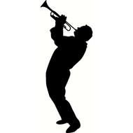 black silhouette of a trumpeter as a picture for clipart