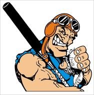 cool american football player with bat, Mascot