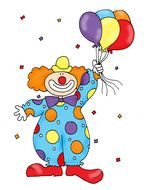 cartoon Cute Clown holds balloons