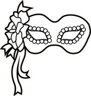 black and white mask with a flower