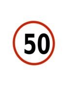 road sign speed limit of 50 kilometers