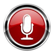 red round glossy button, microphone