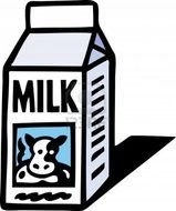 drawing of a milk box with a cow