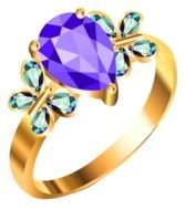 Gold Ring With Blue Andpurple Diamonds Png