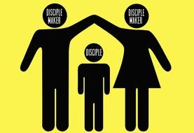 family silhouette on a yellow background