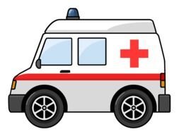 cartoon ambulance as a picture for clipart
