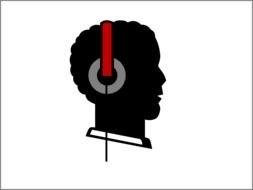 black head in headphones in graphic representation