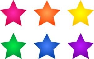 stars of different colors on a white background