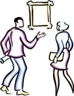 Clip art of couple in a museum