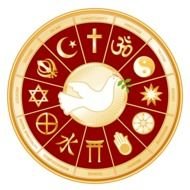 Religious Symbols In A Circle and Pigeon Image