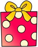 drawing of a box with a gift and a yellow bow