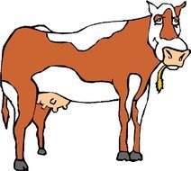 white and brown cartoon cow