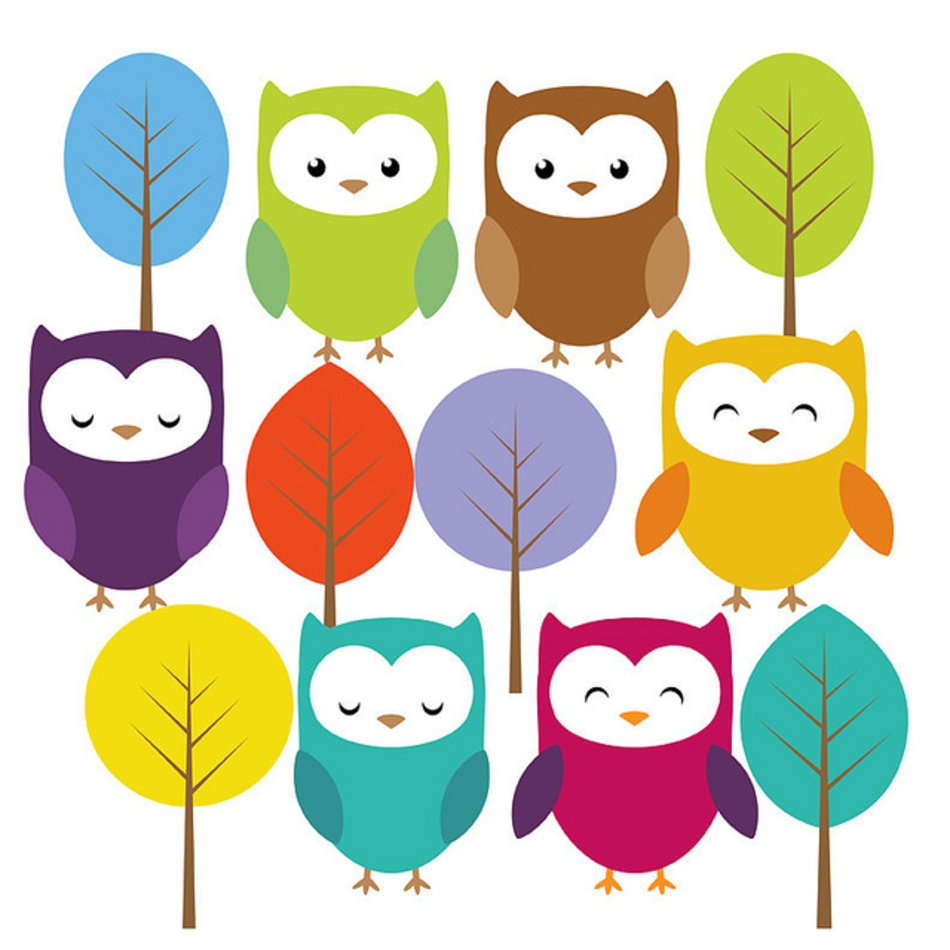 Cute Owl And Trees Set Flickr Photo Sharing clipart