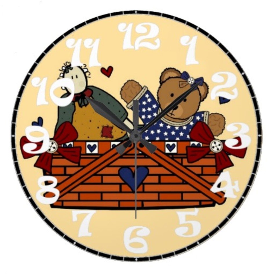 Land B&228ren Ragdoll Und Korb Uhren Zazzle