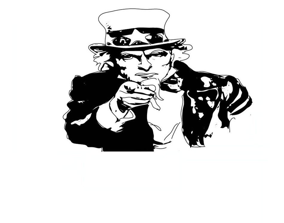 black and white portrait of uncle Sam